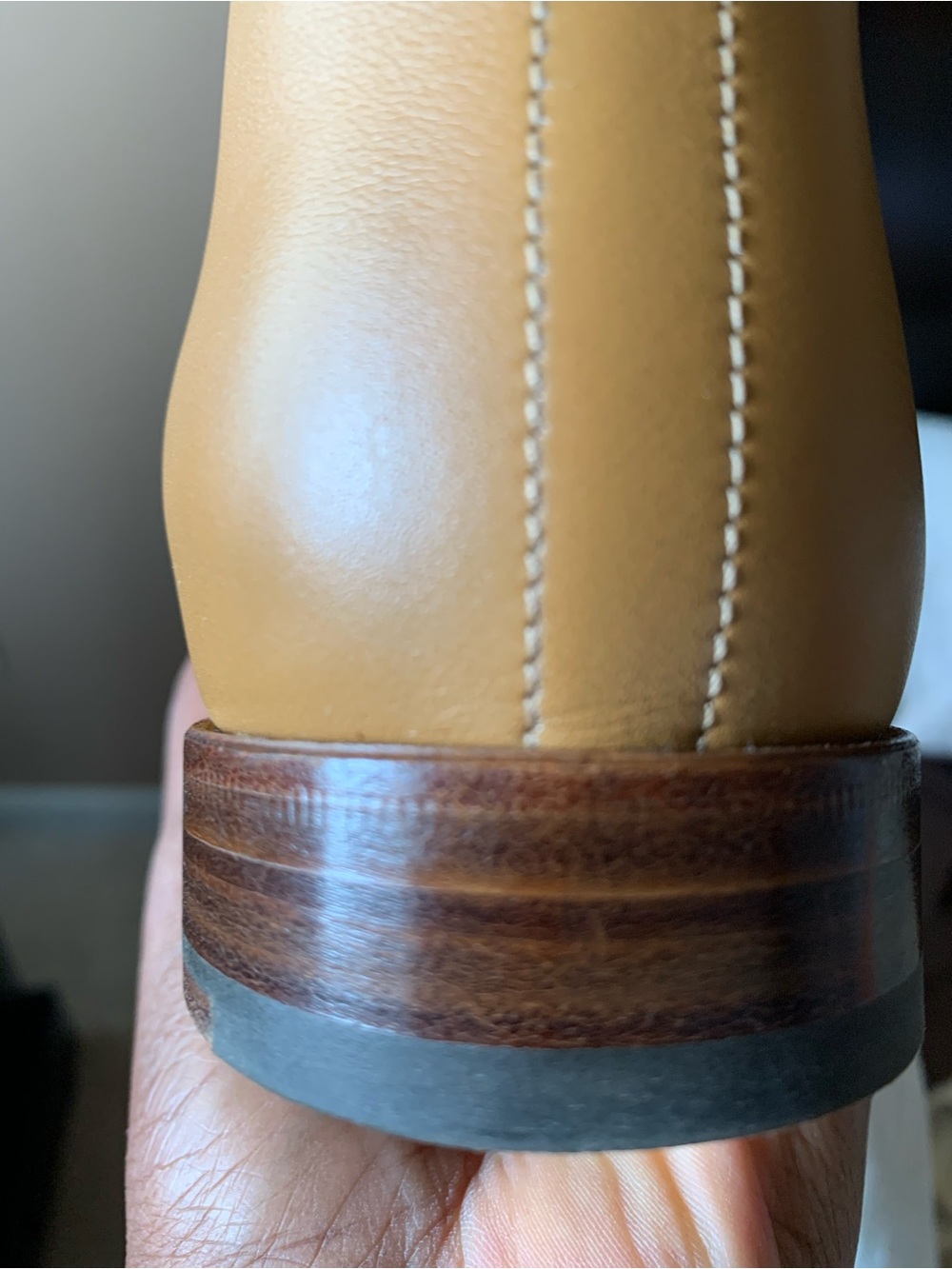 Hermes Women's Tan Leather jumping Boot with Stacked Heel